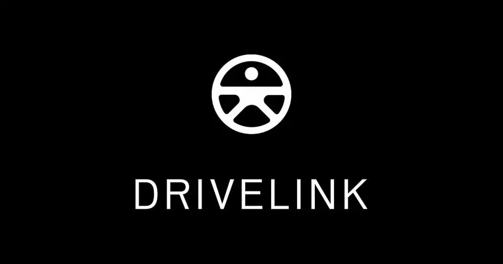 Drivelink logo featuring a steering wheel icon above the wordmark on a black background